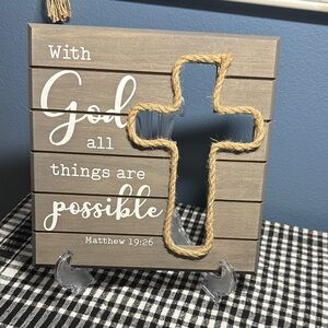 Inspirational Brown Wall Decor with Rope Cross excellent condition